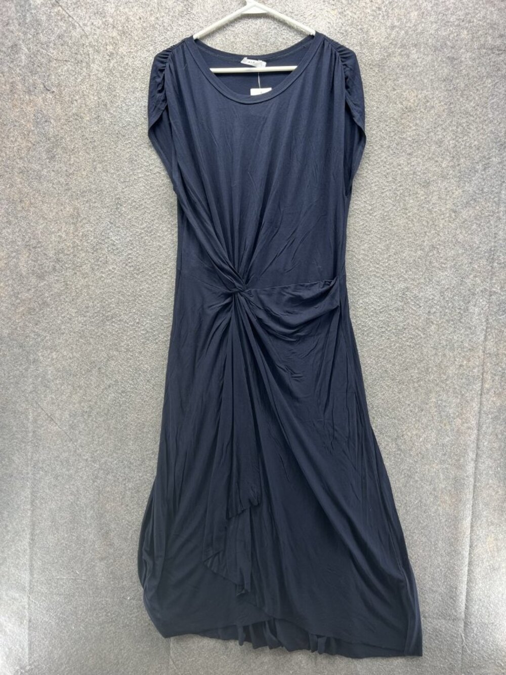 A.L.C. Dress Womens Small Blue Scoop Neck Short Sleeve Ruched Maxi Hi Low Jersey